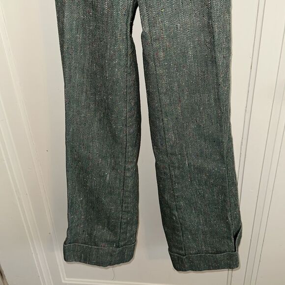Vintage 70s H.I.S. For Girls green tweed bell bottom cuffed hem jeans - Picture 5 of 9
